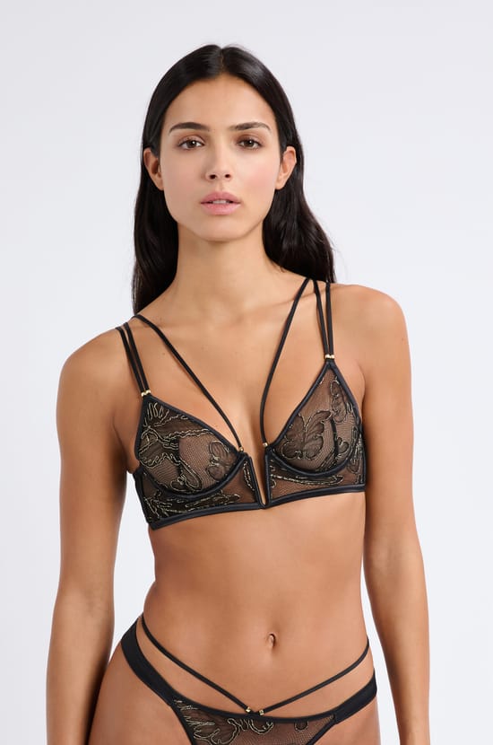 Soutien-gorge en dentelle rebrodée;${refinementColor}