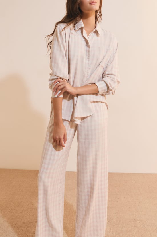 Pantalon de pyjama &agrave; carreaux avec coton;${refinementColor}