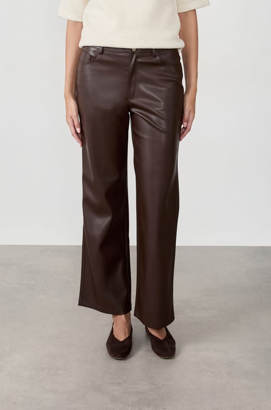 Wide-leg faux leather trousers;${refinementColor}