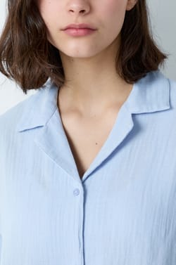 Camisa de pijama de algodón de manga corta;${refinementColor}