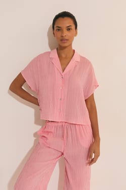 Chemise de pyjama &agrave; rayures;${refinementColor}