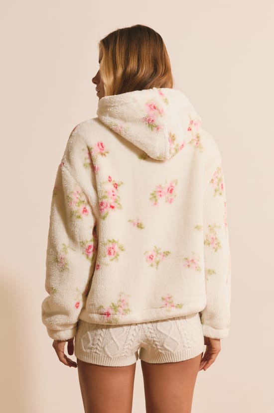 Veste avec capuche &agrave; motif floral;${refinementColor}