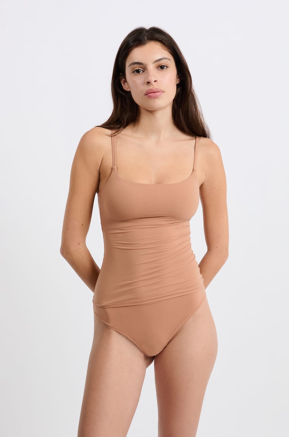 Microfiber Top with Built-in Bra;${refinementColor}