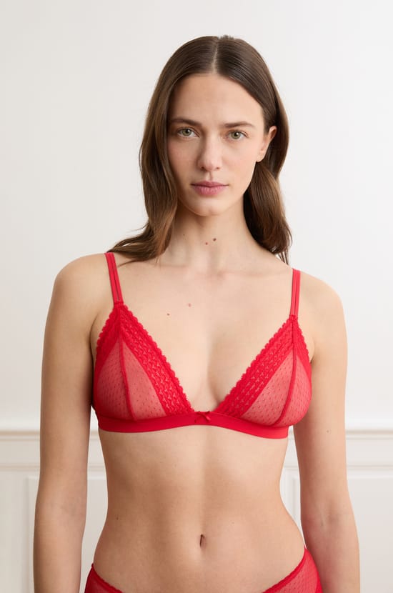 Soutien-gorge triangle en dentelle;${refinementColor}