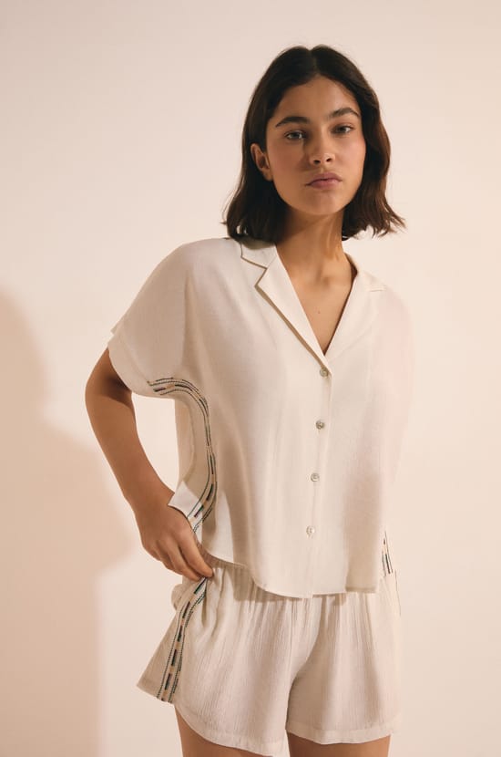 Camisa de pijama de manga corta;${refinementColor}