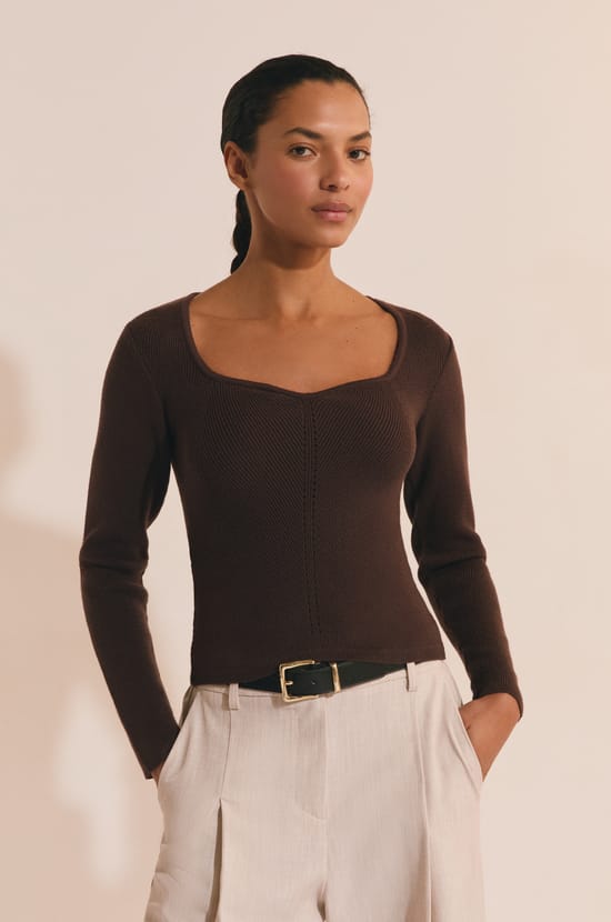 Long-sleeved Fine Knit Sweater;${refinementColor}