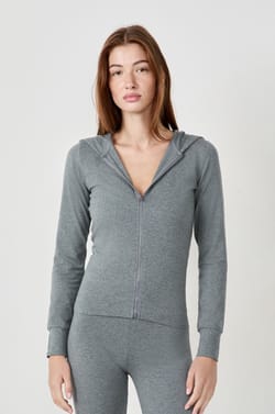 Zip-up Hooded Cotton Sweatshirt;${refinementColor}
