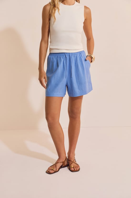 Short &eacute;lastiqu&eacute; avec lin;${refinementColor}