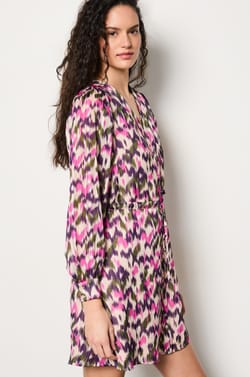 Short Patterned Shirt Dress;${refinementColor}