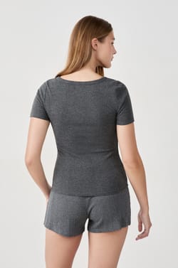 NOT US - T-shirt de pyjama manches courtes en coton côtelé;${refinementColor}