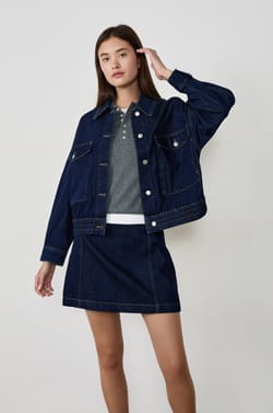 Short denim skirt;${refinementColor}