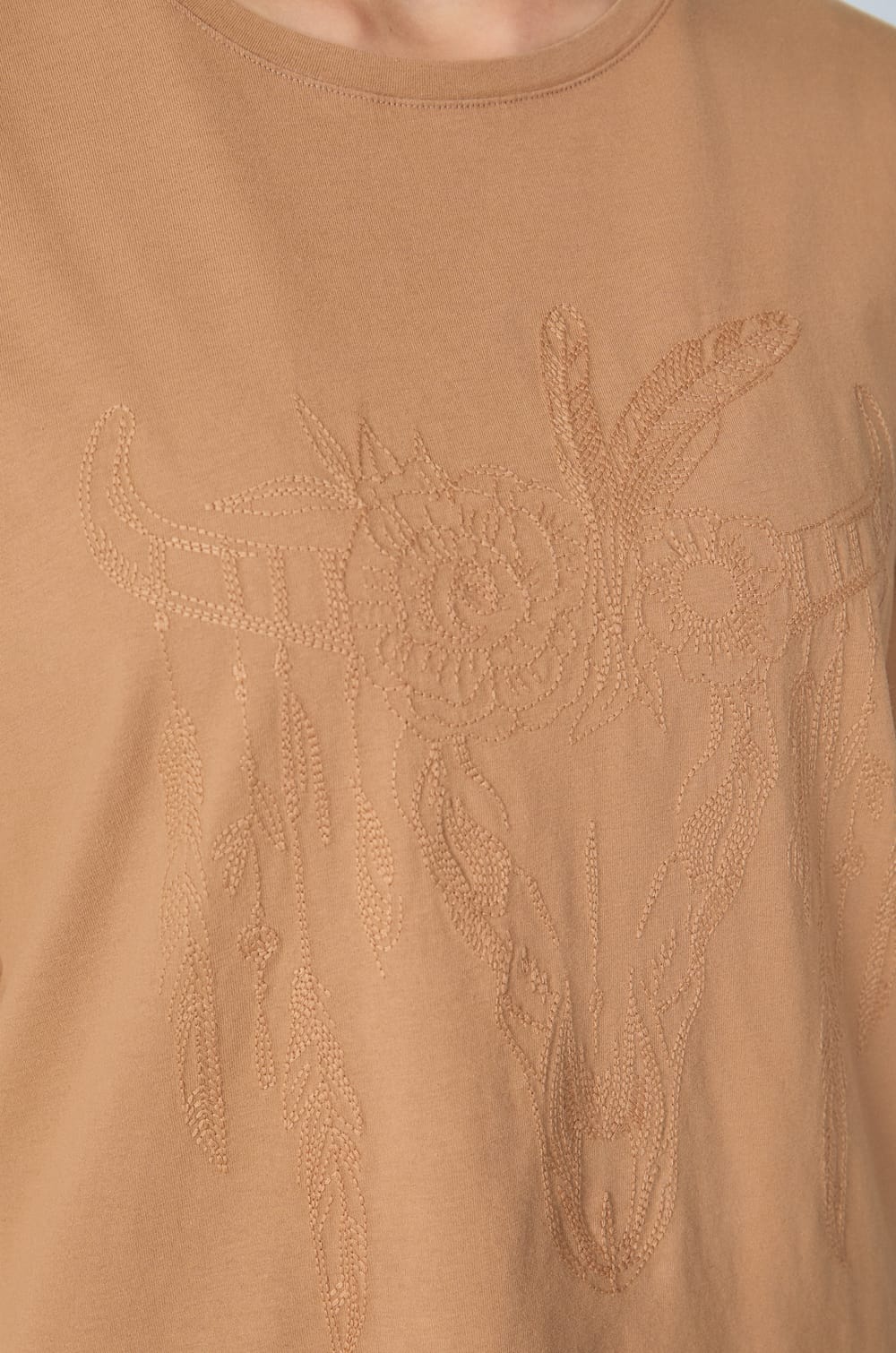 Embroidered cotton T-shirt;${refinementColor}