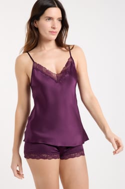 Caraco en soie détails dentelle;${refinementColor}