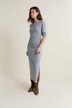 Long Dress with Boat Neckline;${refinementColor}