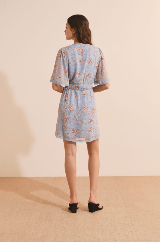 Robe longue col v &agrave; motifs;${refinementColor}