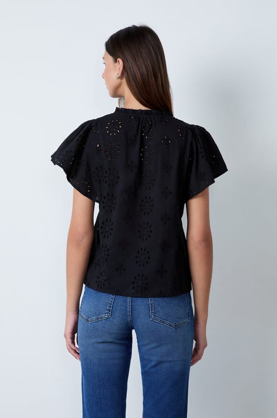 Broderie Anglaise Short-Sleeved Top;${refinementColor}