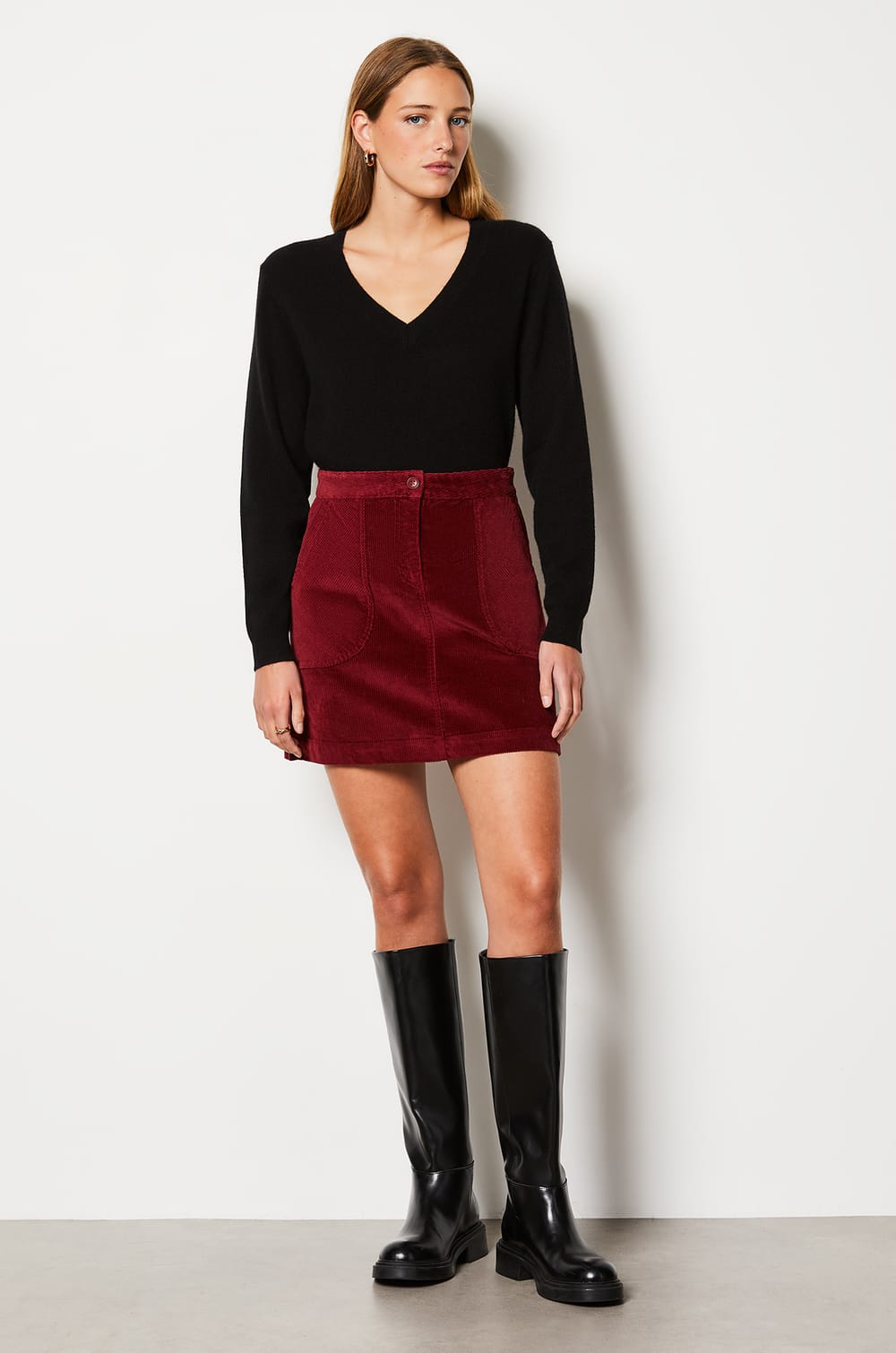 Short Ribbed Skirt;${refinementColor}