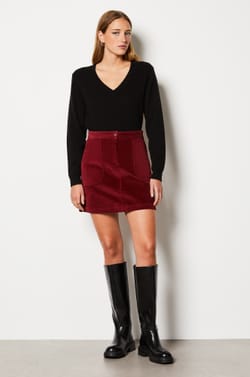 Short Ribbed Skirt;${refinementColor}