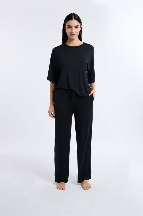 Pantalon de pyjama large en modal;${refinementColor}