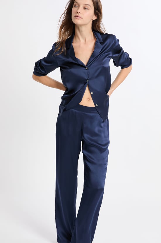 Pantalon de pyjama en soie;${refinementColor}