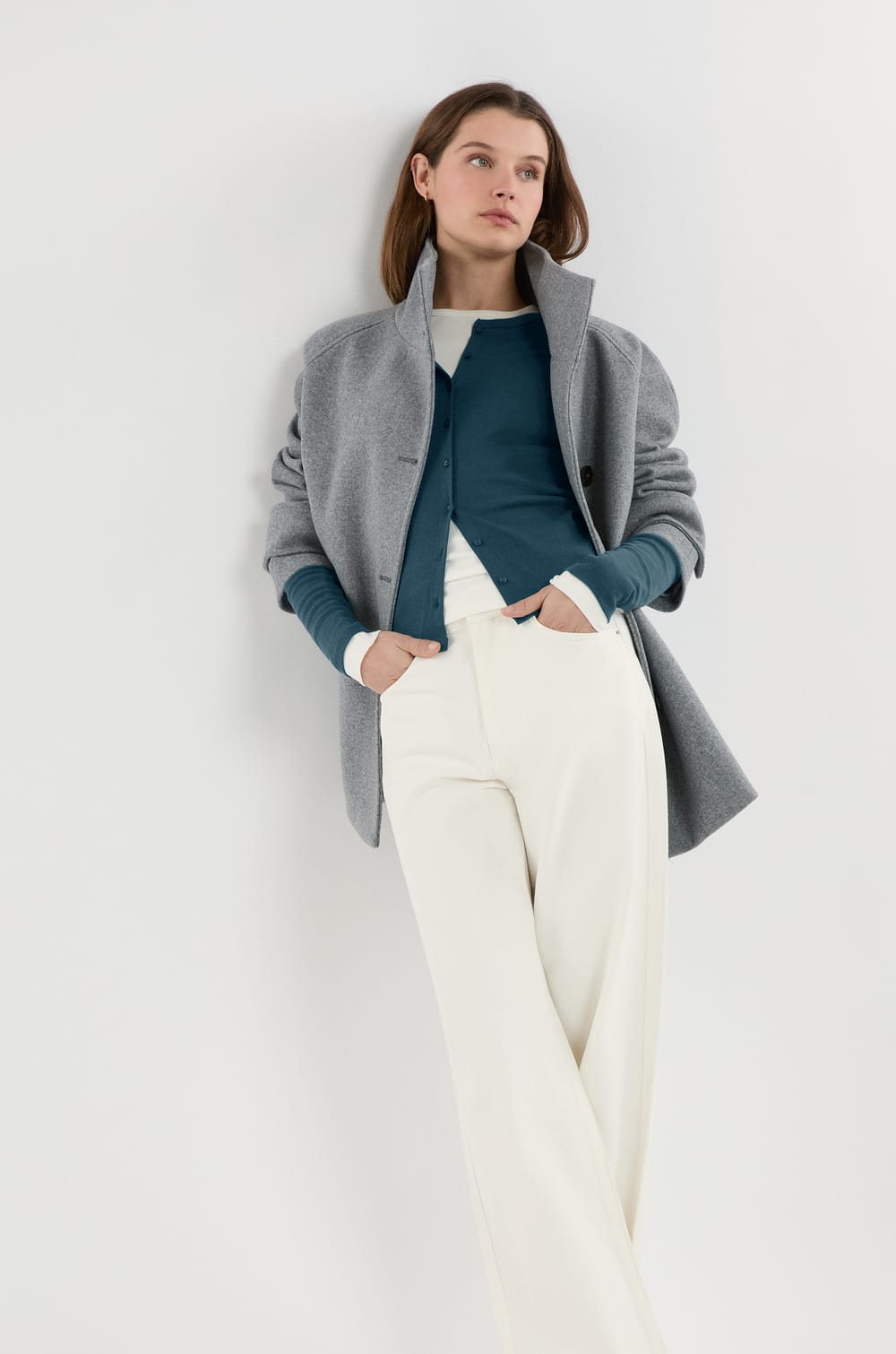 Camiseta abotonada de manga larga de algod&oacute;n;${refinementColor}