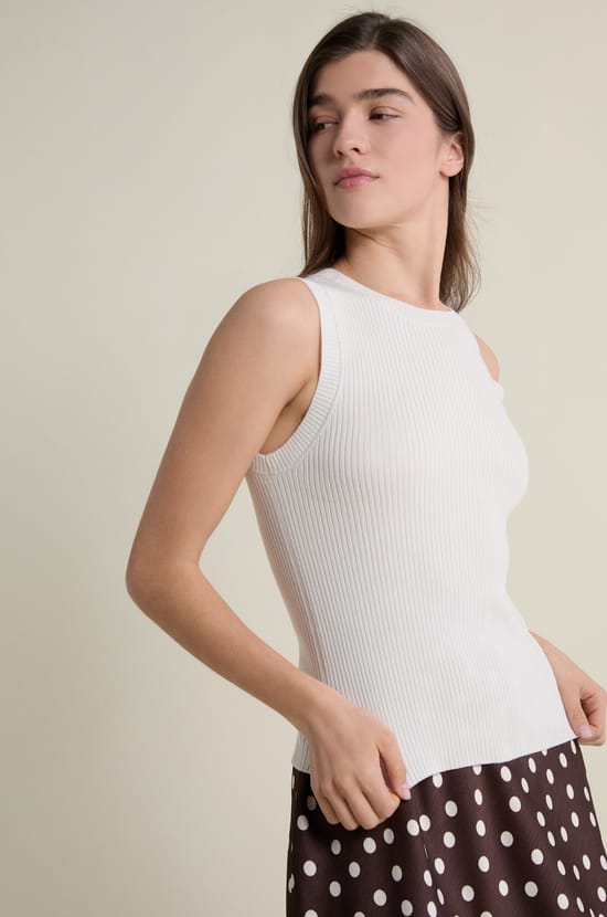 Ribbed Round Neck Tank Top;${refinementColor}