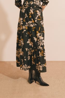 Jupe longue &agrave; fleurs;${refinementColor}