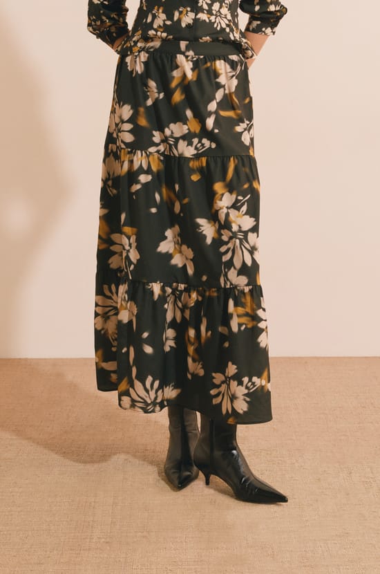 Jupe longue &agrave; fleurs;${refinementColor}
