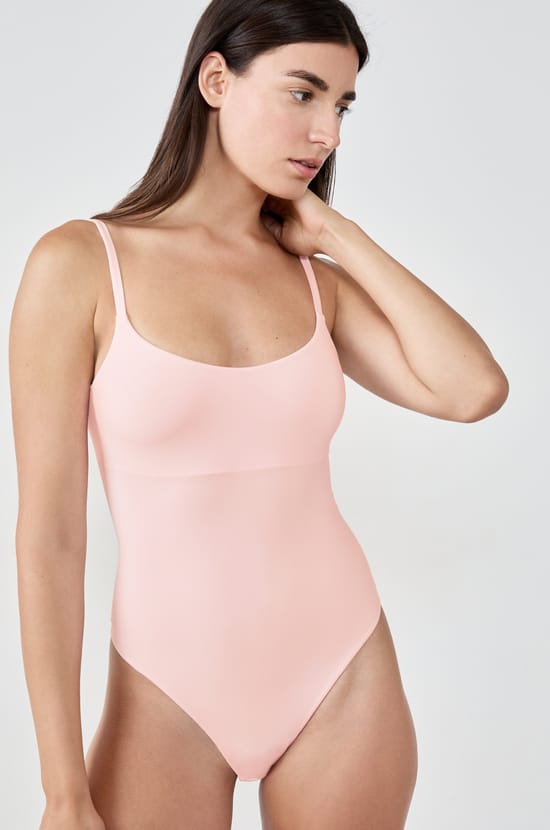 Microfiber bodysuit with integrated bralette;${refinementColor}