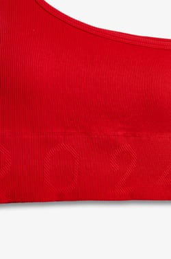 Ribbed Asymmetric Bralette - Light Support;${refinementColor}