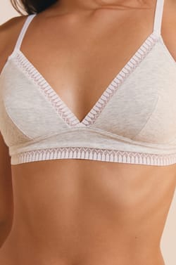 Cotton Wireless Triangle Bra;${refinementColor}