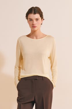 T-shirt col bateau manches longues;${refinementColor}