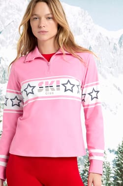 T-shirt en mati&egrave;re technique int&eacute;rieur polaire &agrave; imprim&eacute; "ski club";${refinementColor}