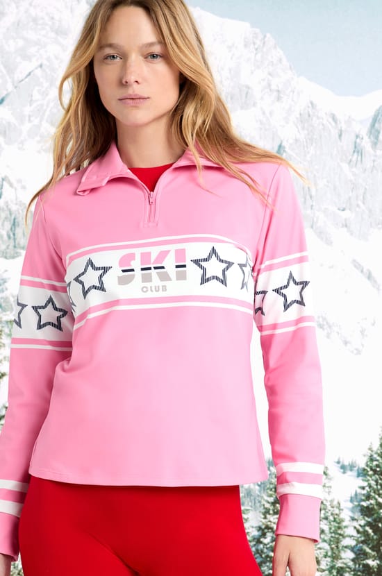 T-shirt en mati&egrave;re technique int&eacute;rieur polaire &agrave; imprim&eacute; "ski club";${refinementColor}