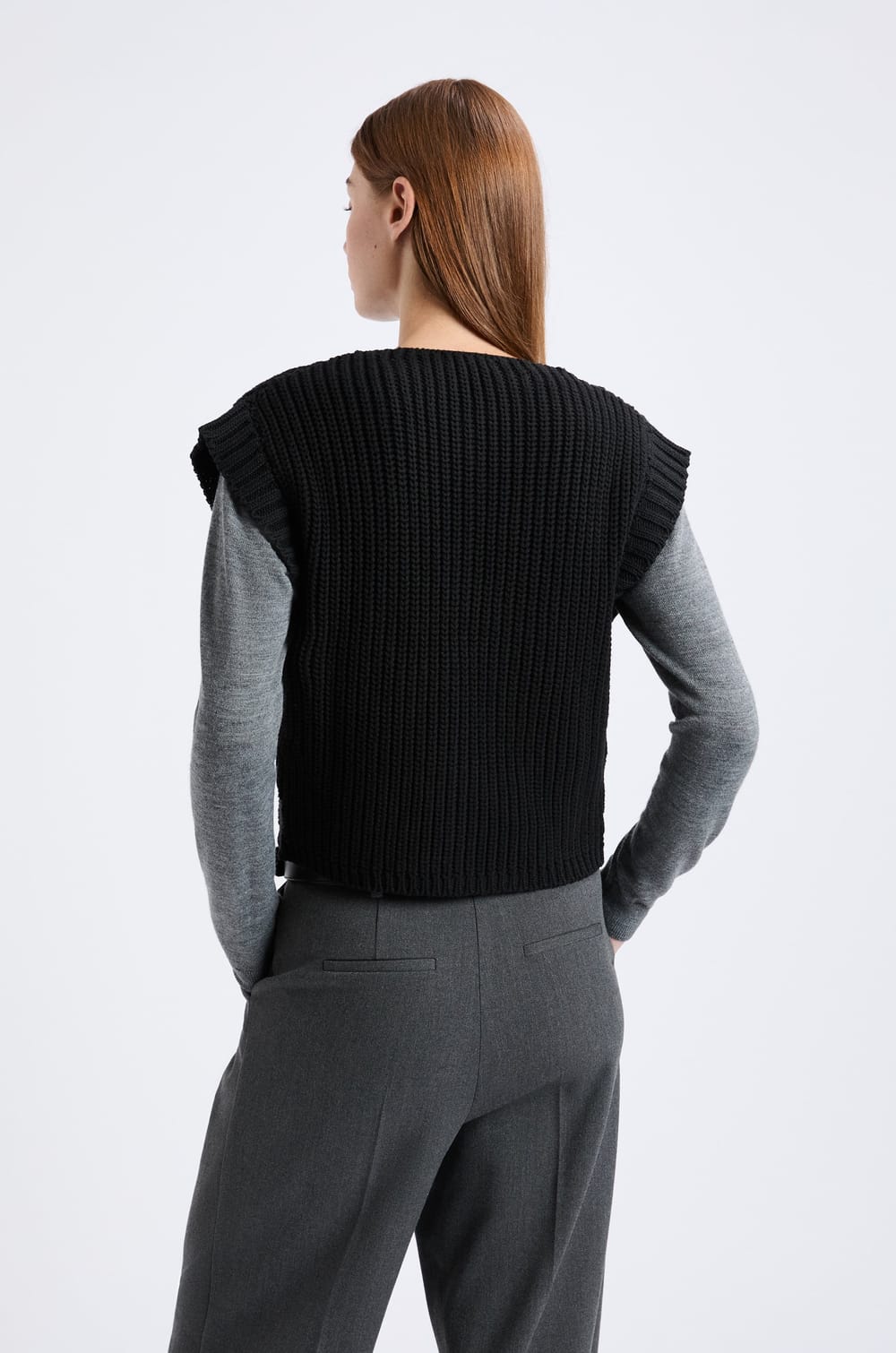 Gilet sans manches grosse maille;${refinementColor}