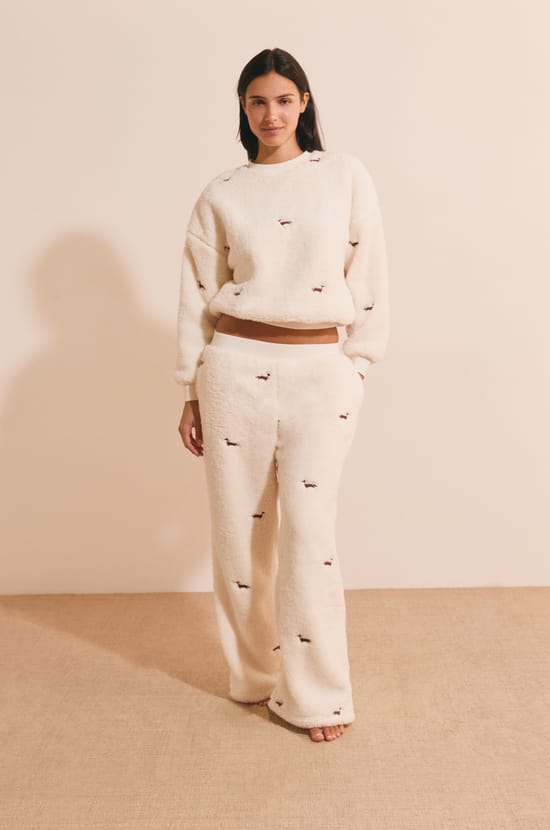 Pantalon polaire &agrave; motifs teckel;${refinementColor}