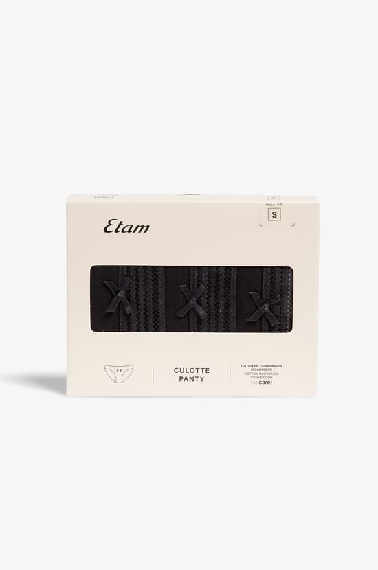 3-Pack of Cotton and Lace Briefs;${refinementColor}