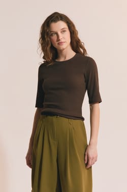 T-shirt manches 3/4 en coton;${refinementColor}