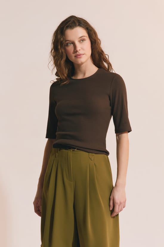 T-shirt manches 3/4 en coton;${refinementColor}