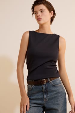 T-shirt sans manches en coton;${refinementColor}