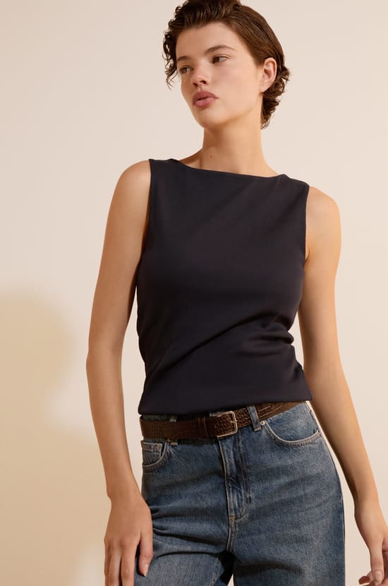 T-shirt sans manches en coton;${refinementColor}