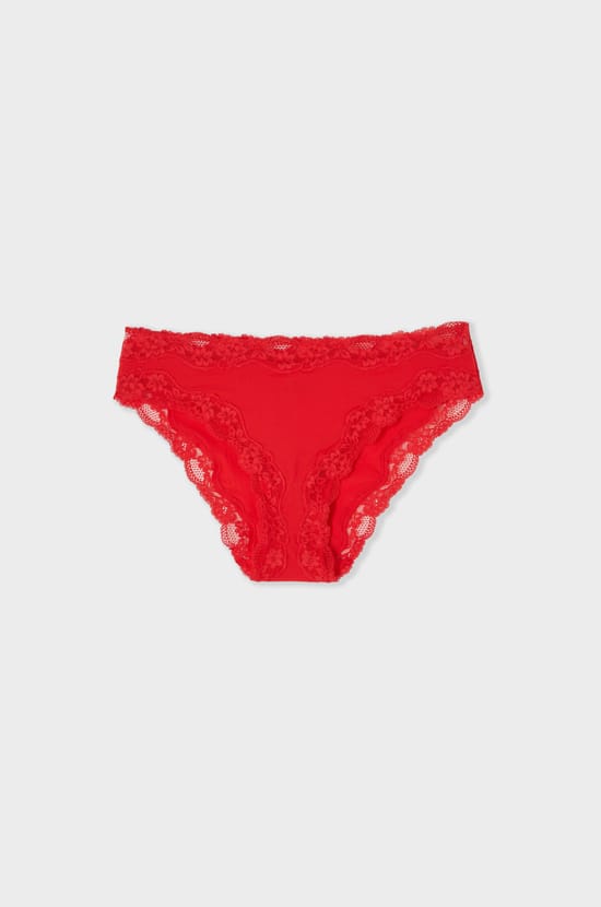Culotte en microfibre avec d&eacute;tails en dentelle;${refinementColor}