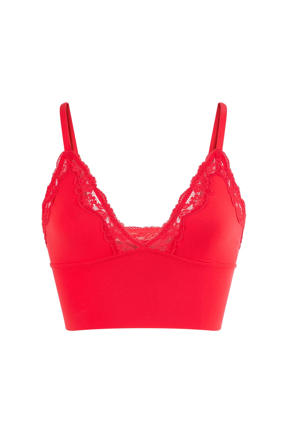 Triangle Bra in Microfibre with Lace Details;${refinementColor}
