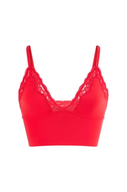 Triangle Bra in Microfibre with Lace Details;${refinementColor}