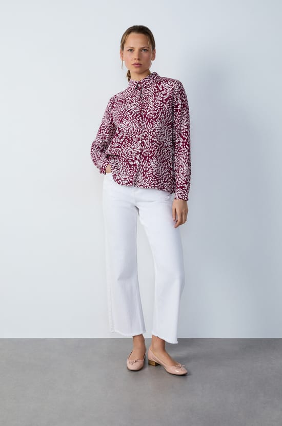 Printed long-sleeved shirt;${refinementColor}