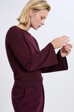 T-shirt col bateau &agrave; manches longues larges;${refinementColor}