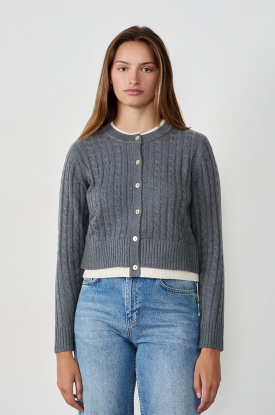 Cardigan col rond avec boutons;${refinementColor}