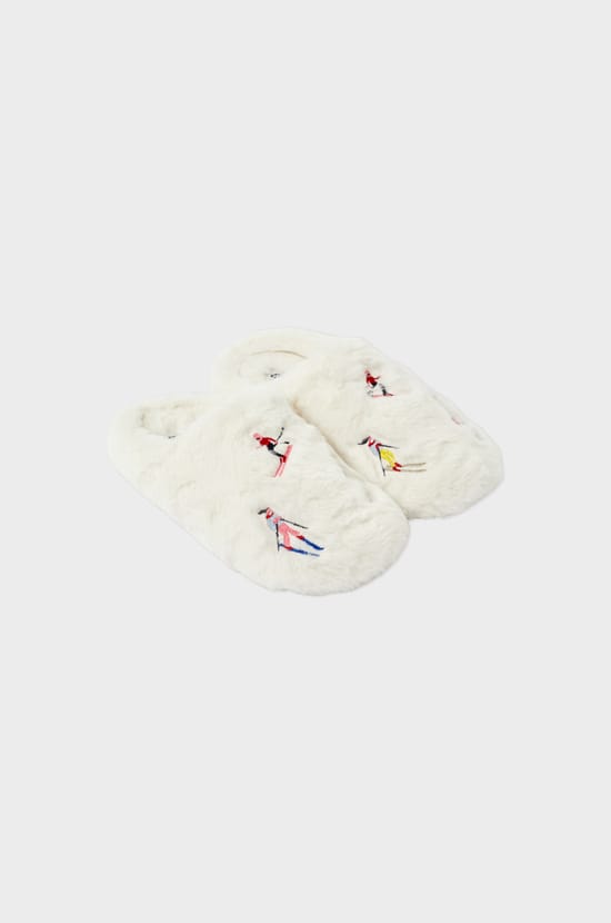 Chaussons mules en fausse fourrure à motifs;${refinementColor}