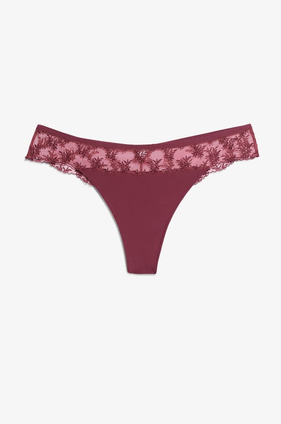 Embroidered Tulle Tanga;${refinementColor}