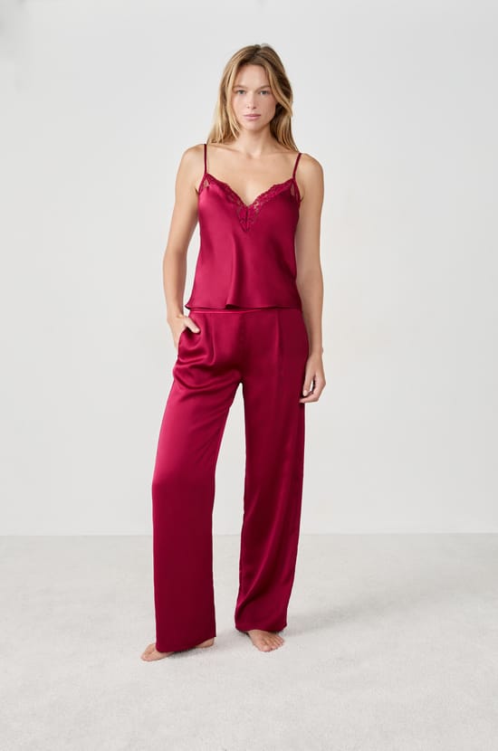 Pantalon de pyjama satiné;${refinementColor}